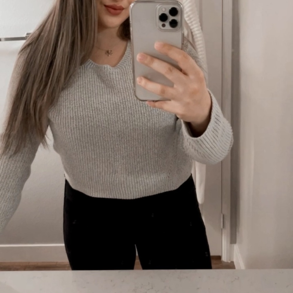 Gray Cropped sweater from BCBG